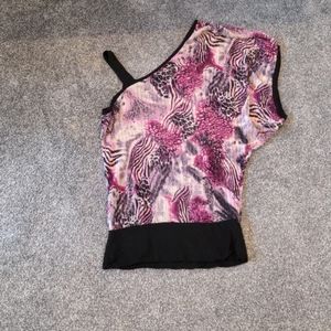 Purple shirt with matching black sweater